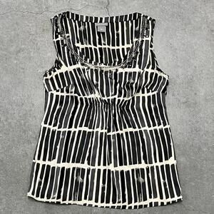 Ann Taylor Striped Bejeweled Silk Blouse